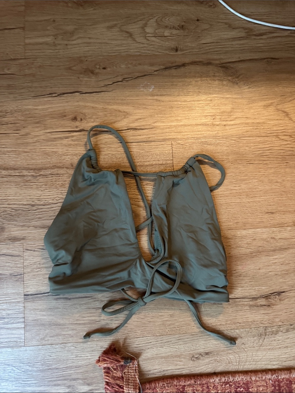 Olive Green Tie-Front Bralette Top